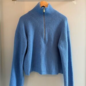 Blue Quarter-Zip Knit Sweater